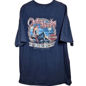 Harley Davidson y2k vintage double sided graphic print tee pin-up XL Outer banks